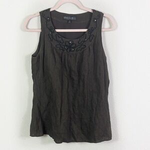 Lafayette 148 New York Cotton Blend Tank Top size 6 P dark olive green grayish